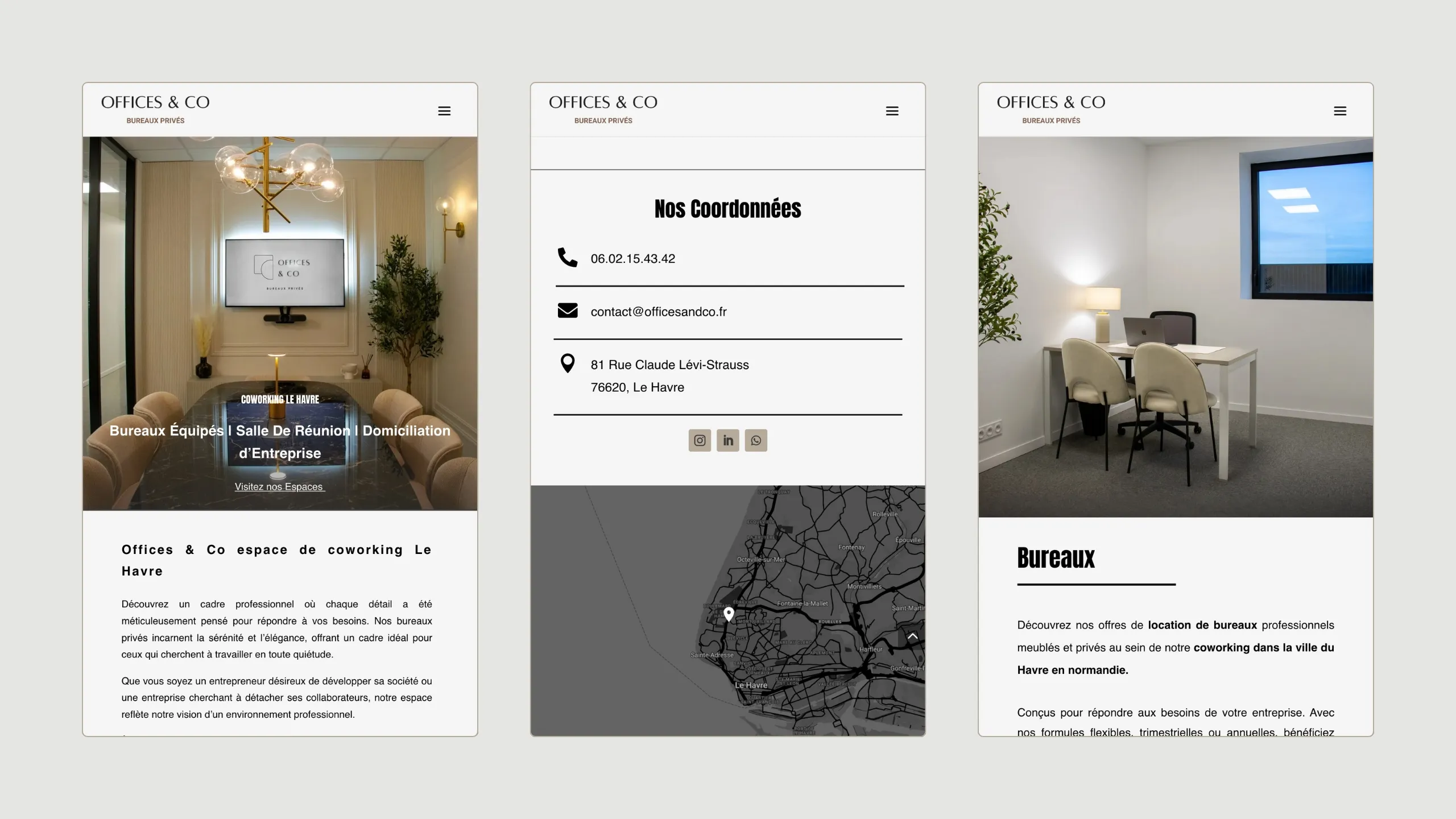 Création site web offices & co version mobile